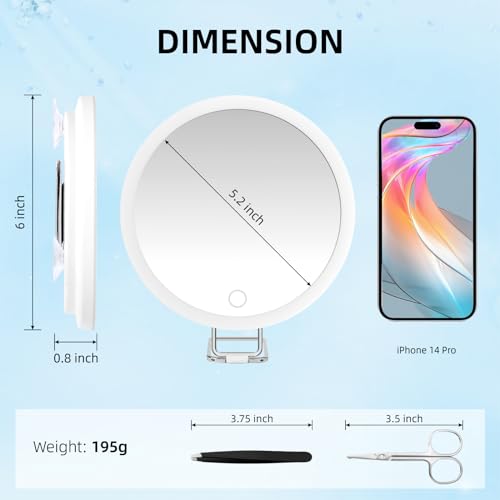 30X Magnifying Mirror with Lights, 6inch Makeup Magnified Mirror 30X Lighted Travel Magnification with 3 Suction Cups and 360° Adjustable Stand- Includes Tweezers & Scissors - color: White-30x