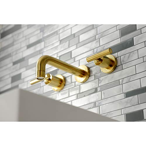 Kingston KS8127CML Wall Mount Bathroom Faucet, Brushed Brass - color: Brushed Brass