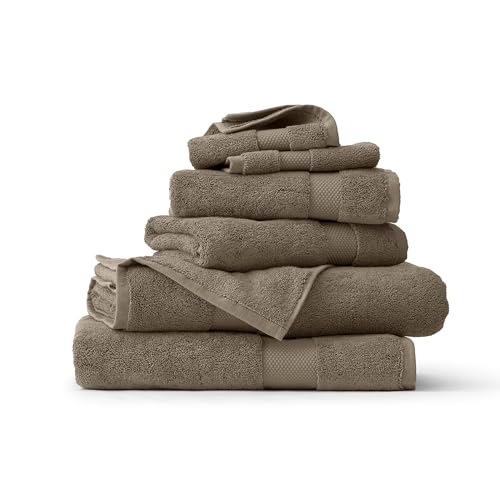 BOLL & BRANCH Plush Bath Sheet Set, 6 Pieces, Walnut | 2 Oversized Bath Sheets, 2 Hand Towels & 2 Washcloths - 100% Organic Cotton - Ultra Soft & Luxurious - Quick Absorbing - color: Walnut, size: Bath Sheet Set