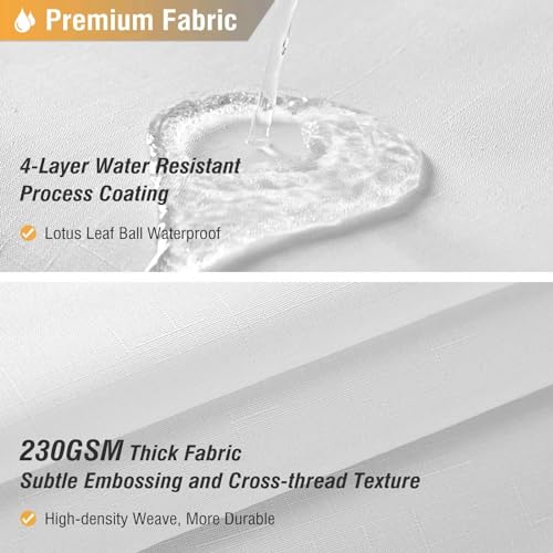 Extra Long Linen Textured Waterproof Shower Curtain Set, 72x96, White | Extra Tall Size, 230GSM Polyester, Heavy Duty Cloth, Weighted Hem, 12 Plastic Hooks, Modern Hotel Style, Machine Washable - color: White, size: 72"W x 96"L (Pack of 1)