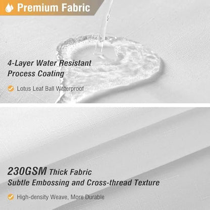 Extra Long Linen Textured Waterproof Shower Curtain Set, 72x96, White | Extra Tall Size, 230GSM Polyester, Heavy Duty Cloth, Weighted Hem, 12 Plastic Hooks, Modern Hotel Style, Machine Washable - color: White, size: 72"W x 96"L (Pack of 1)