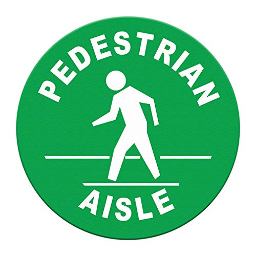 Pedestrian Aisle Floor Decals Green Anti-Slip Round Shape B Business Industrial Signs Stickers 17Inches Longer Side - size: 17inches Longer Side