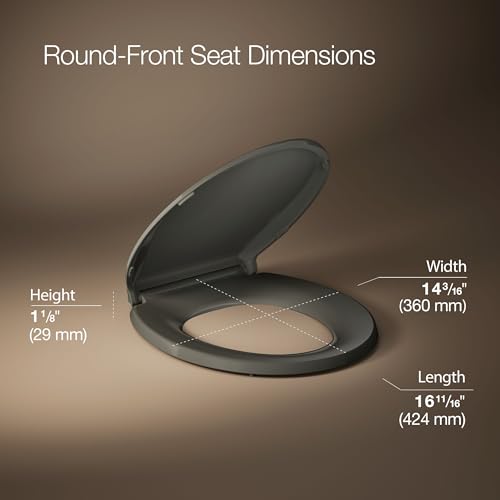 KOHLER 4639-RL-NY Cachet ReadyLatch Round Toilet Seat Soft Close, Thunder Grey - color: Thunder Gray, size: Round