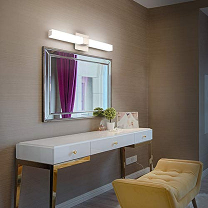 Brushed Nickel Dimmable Vanity Light: 24 Inch LED Modern Bathroom Light Fixtures Over Mirror IP44 Waterproof - color: Upgraded - Brushed Nickel - Dimmable, size: 24 inch