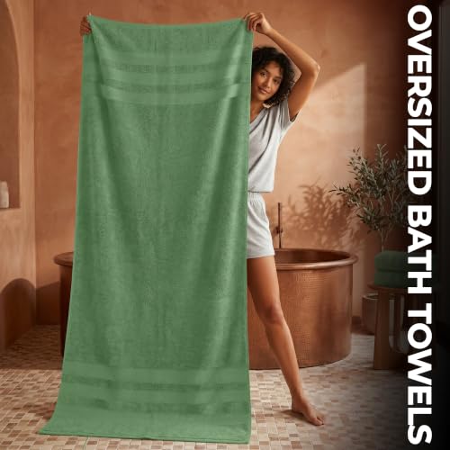 RIVERSIDE Pack of 2 Extra Large Bath Sheets 35 x 70 Inches, 100% Ring Spun Cotton, Hotel Quality, Oversized Bath Towels, Super Soft, Highly Absorbent & Quicker to Dry, Sage Green - color: Sage Green, size: Bath Sheets (PK 2)