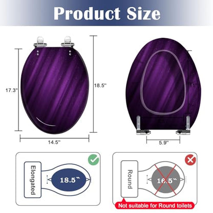Elongated Toilet Seat Purple abstract Resin Toilet Seat Slow Quiet Close with Quick-Release Hinges Toilet Seat with Cover Easy to Clean Install - color: Color7, size: V-Elongated