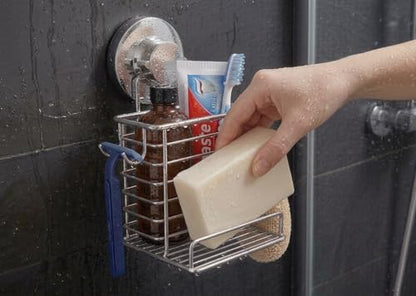 Toothbrush Holder Suction Cup Wall Mounted Toothpaste and Toothbrushes Holder Shelf for Soap Dish or Phone Powerful Vacuum System Rustproof Stainless Steel Organizer Electric Toothbrush (Silver)