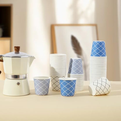Tamone 600 Pack 3 oz Bathroom Cups, Small Paper Cups, Mouthwash Cups, Disposable Paper Cups, white, blue cups, gray cups, 3oz Paper Cups for Party, Picnic, BBQ, Travel, Home and Event - color: white & blue & grey