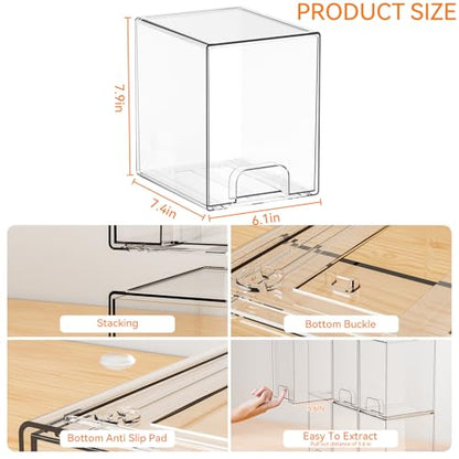 7.5" High Stackable Storage Bins,2 Pack Bottle Station and Baby Bottle Storage Organizer for Countertop,Clear Acrylic Drawers for Pacifier,Breast Pump Parts,Storage Containers,Makeup and Lotion - style: 2 PACK 7.8''High
