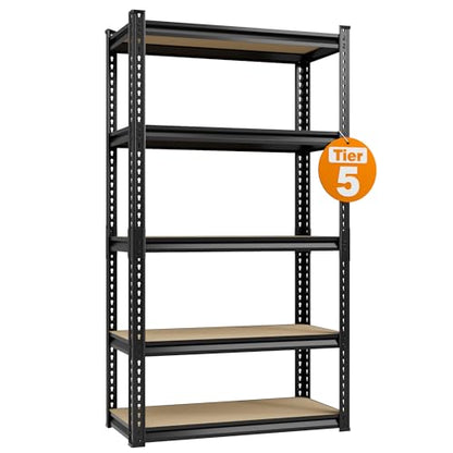 Heavy Duty Storage Shelving Unit, 5-Tier Adjustable Garage Shelves, 2025 lbs Capacity Metal Organizer Utility Rack, Freestanding for Kitchen Pantry Basement, 28" W x 12" D x 60" H - size: 28Wx12Dx60H