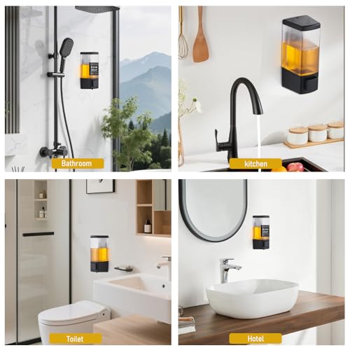 Pollock Shampoo and Conditioner Dispenser 1 Chamber * 500ML | Shower Soap Dispenser Wall Mounted, Body Wash Dispenser No Drill, Refillable Shower Dispenser for Bathroom - color: Blk-zt-53-b1