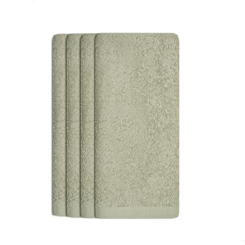 Fingertip Towel, 11x18, Terry Velour Premium Washcloths, 100% Cotton, Soft, Guest Towels, Silver Gray (Pack of 4) - color: Silver Gray