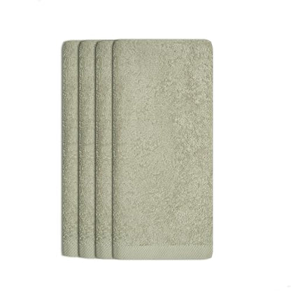Fingertip Towel, 11x18, Terry Velour Premium Washcloths, 100% Cotton, Soft, Guest Towels, Silver Gray (Pack of 4) - color: Silver Gray