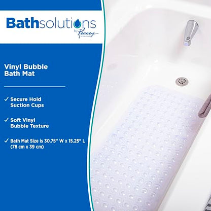 Kenney KN61292 Vinyl Bubble Bath Mat, Shower Mat, Tub Mat with Suction Cups and Drain Holes for Use Inside the Bathroom Shower, 30.75" L x 15.25" W, Clear - color: Clear, size: 30.8" x 15.3" (Rectangular)