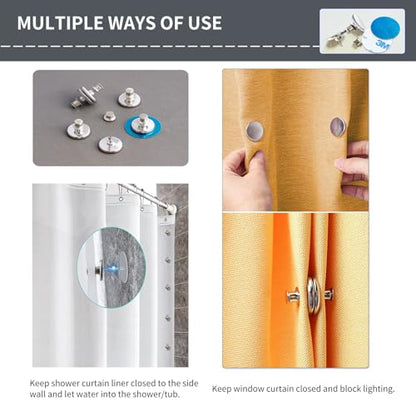 Curtain Magnets Closure,20 Pcs Magnetic Curtain Clips for Indoor Outdoor Curtains Prevent Light Leaking,Magnetic Shower Curtain Clips for Side of Shower, 10 Pair, Plus Size - size: 10 Pairs (20 Pieces)