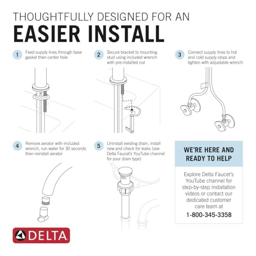 Delta Modern Matte Black Bathroom Faucet 1 Hole, Single Hole Bathroom Sink Faucet for Vanity, Metal Push-Pop Drain Assembly, Chrome 567LF-PP - color: Chrome, size: 1.2 GPM Water Flow