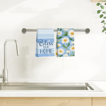 ZHAMEN Daisy Dream Kitchen Towel Soft Absorbent Hand Tea Towels Set of 2 - color: Multi 1576