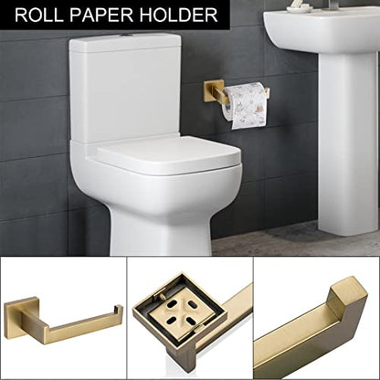 Brushed Gold Towel Bar Set Bathroom Hardware Set, 5 Pieces Gold Bathroom Accessories Set Stainless Steel Wall Mounted Towel Holder for Bathroom 23.6in - color: Brushed Gold