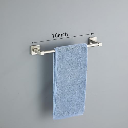 Brushed Nickel Bathroom Hardware Set 4 Pieces,Towel Bar Set Stainless Steel Wall Mounted, Includes 16In Hand Towel Bar, Towel Ring, Robe Towel Hooks,Toilet Paper Holder, Bathroom Towel Rack Set… - color: Brushed Nickel, size: 16Inch