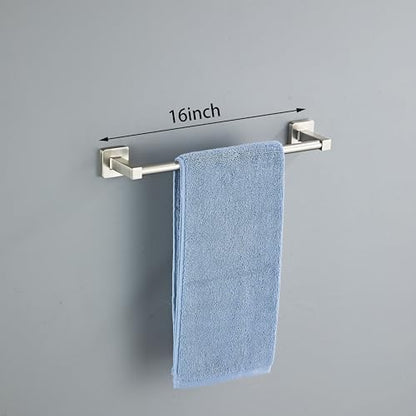 Brushed Nickel Bathroom Hardware Set 4 Pieces,Towel Bar Set Stainless Steel Wall Mounted, Includes 16In Hand Towel Bar, Towel Ring, Robe Towel Hooks,Toilet Paper Holder, Bathroom Towel Rack Set… - color: Brushed Nickel, size: 16Inch