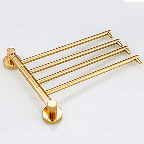 ZHOUXIAO Modern Swing Out Towel Bar Holder Wall-Mounted/Gold Swivel Towel Rack Hanger Organizer for Bathroom or Kitchen, Towel Bar Folding Arm Swivel Hanger Bathroom Storage 4bars