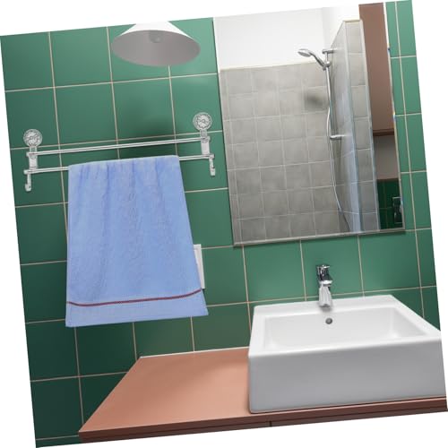 Simple Elegant Suction Cup Towel Rack No Drill Double Pole Bathroom Wall Mount Towel Holder Dryer Shoe Rack