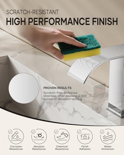 AVSIILE Waterfall Bathroom Faucet 3 Hole, Chrome 8 Inch Widespread Modern 3 Piece Bathroom Sink Faucet, Touch On Lavatory Faucet for Vanity RV Restroom, Curved Spout - color: Chrome, style: Curved Spout