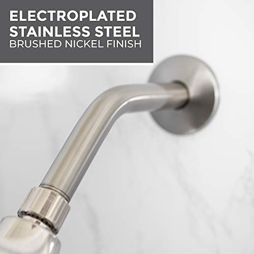 LDR 8 Inch Shower Arm and Flange, Stainless Steel Construction, Shower Head Extension Extender Pipe Arm, Brushed Nickel Finish
