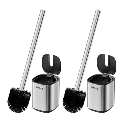 Toilet Brush and Holder Set Toilet Bowl Brush Stainless Steel Automatic Open lid Toilet Bowl Cleaner Brush with Durable Bristle Head Toilet Cleaning Brush for Bathroom - color: Stainless Steel