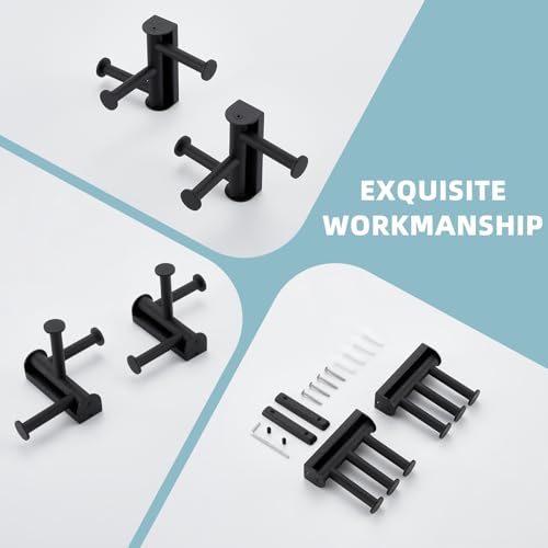Suyar Towel Hook for Bathroom, Swivel Robe Holder with 3 Arms, Matte Black | 2 Pack, SUS304 Stainless Steel, Wall Mounted - color: Matte Black, size: 2 Pack