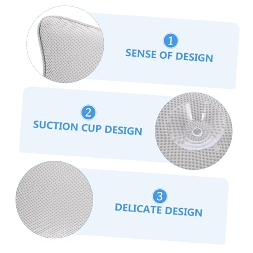 NOLITOY 1pc Non-Slip Bathtub Pillow Suction Cups for Head and Neck Support Comfortable Grey Cushion for Spa and Relaxation Bathtubs Material for Maximum Grip