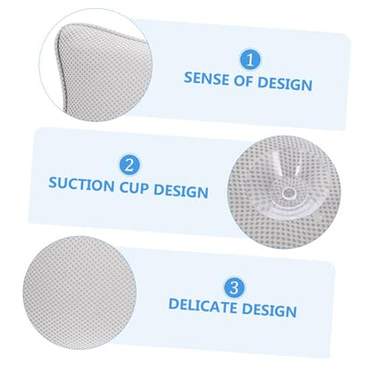 NOLITOY 1pc Non-Slip Bathtub Pillow Suction Cups for Head and Neck Support Comfortable Grey Cushion for Spa and Relaxation Bathtubs Material for Maximum Grip