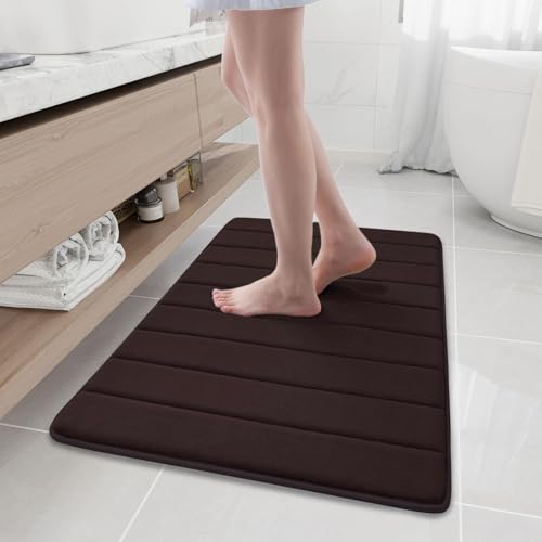 Buganda Memory Foam Bath Mat 35 x 24, Ultra Soft Absorbent Bathroom Rugs | Brown, Machine Washable Quick Dry Bath Mats for Bathroom Floor, Shower and Tub, Home Decor Accessories - color: Brown, size: 35" X 24"