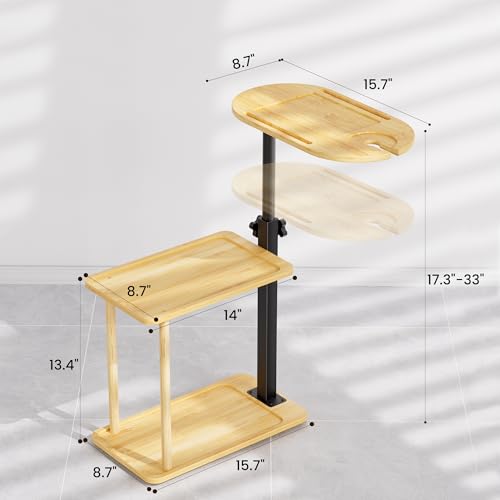 Bathtub Tray Table, Freestanding Bath Side Table Tub Tray Caddy | 3 Layer Bamboo Bath Board Shelf, Bathtub & Bathroom Accessories, New Home Gift for Mom, Housewarming, Anniversary, Wedding - color: Natural