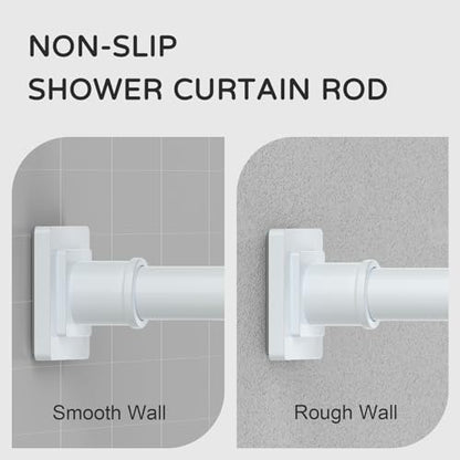 UIOSANRT White Shower Curtain Rod 31-68 Inches Non-Slip Shower Rod Tension Mounted No Drill Shower Curtain Rods Spring Tension Rod Adjustable Tension Curtain Rod for Windows Bathroom - color: White, size: 31"-68"