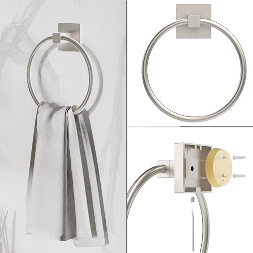 RUACQ 3 Pieces Bathroom Hardware Set, SUS 304 Stainless Steel Toilet Paper Holder, Towel Ring, 18-inch Towel Bar Set, Wall Mounted, Heavy Duty(Brushed Nickel) - color: Brushed Nickel, size: 3pcs