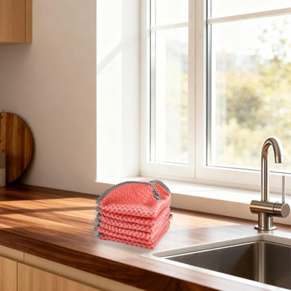 Microfiber Hangable Cleaning Cloth 6Pcs Highly Absorbent Cleaning Towels Square Kitchen Dishcloth Waffle Hand Towel Quick Drying Dish Rags for Bathroom Gym Sports Yoga Salmon 9.84x9.84 Inch - style: 6Pcs Salmon
