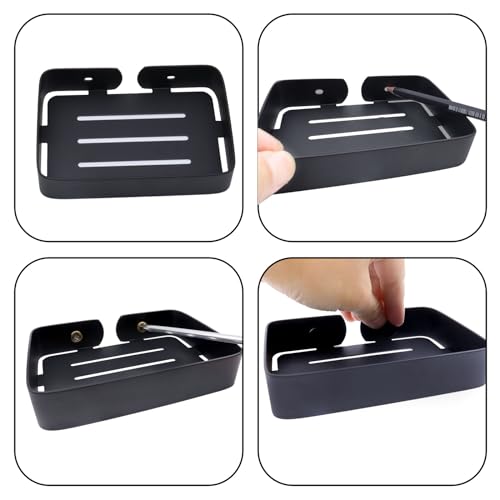 Soap Dish Stainless Steel Black Soap Dish Holder Wall Mounted Shower Soap Holder with Screws, Sturdy Soap Dish for Bar Soap Stylish Soap Dish Holder for Shower Bathroom Kitchen Sink Tub - color: Black