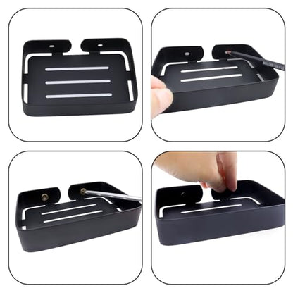 Soap Dish Stainless Steel Black Soap Dish Holder Wall Mounted Shower Soap Holder with Screws, Sturdy Soap Dish for Bar Soap Stylish Soap Dish Holder for Shower Bathroom Kitchen Sink Tub - color: Black