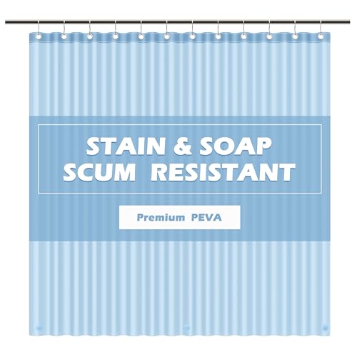 EHZNZIE Light Blue Shower Curtain Liner 72x72, PEVA Waterproof Bath Curtain, No Chemical Smell, 3 Weighted Magnets, Durable with Rustproof Metal Grommets - color: Light Blue, size: 72"W x 72"L (Pack of 1)