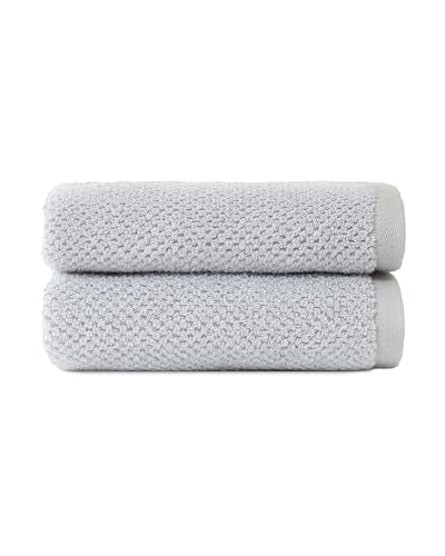 Cozy Earth Nantucket 60% Cotton 40% Viscose from Bamboo Hand Towel | 600 GSM Plush and Fast-Drying with Rice Weave Pattern, 2 Pack 20" x 30" Luxury Hand Towel, Harbor Mist - color: Heathered Harbor Mist, size: Hand Towel