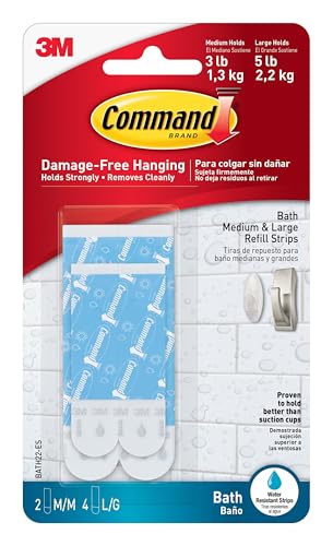 Command Indoor Assorted Replacement Strips, 2 Medium, 4 Large Strips | Replacement Strips, Holds up to 5 lb, Damage Free Wall Hanging, Re-Hang Hooks for Bathrooms