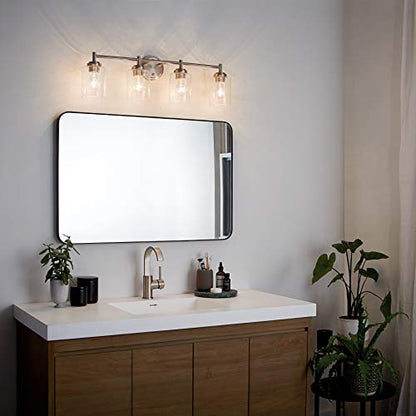 Kichler Winslow 30" Vanity Light in Brushed Nickel, 4-Light Transitional Bathroom Light with Clear Seeded Glass. (30" W x 9.25" H), 45887NI - color: Brushed Nickel, size: 30"
