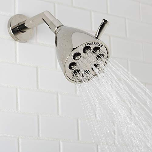 Speakman S-2251-PN Signature Icon Anystream High Pressure Adjustable Solid Brass Shower Head, Polished Nickel - color: Polished Nickel, size: 2.5 GPM