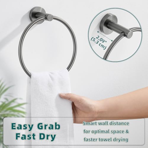 Gunmetal Gray 304 Stainless Steel Toilet Paper Holder, Towel Ring Bundle Bundle, Wall Mounted