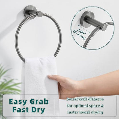 Gunmetal Gray 304 Stainless Steel Toilet Paper Holder, Towel Ring Bundle Bundle, Wall Mounted