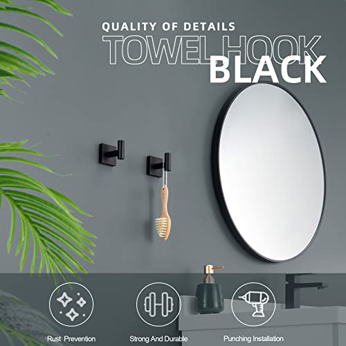 KOKOSIRI Robe Hook Bathroom Towel Coat Hooks Matte Black for Bath Kitchen Wall 2 Pack Stainless Steel B1013BK-P2 - color: Matte Black, size: 2 Pack