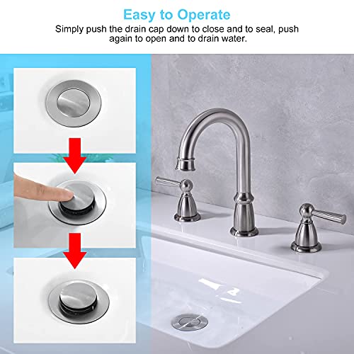 CREA Bathroom Sink Drain, Bathroom Sink Stopper with Drain Hair Catcher Pop Up Drain 1 1/2" for Bathroom Vanity Kitchen Sink with Overflow, Brushed Nickel - color: Brushed Nickel