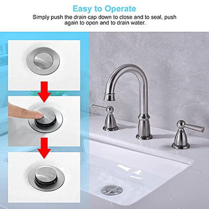 CREA Bathroom Sink Drain, Bathroom Sink Stopper with Drain Hair Catcher Pop Up Drain 1 1/2" for Bathroom Vanity Kitchen Sink with Overflow, Brushed Nickel - color: Brushed Nickel