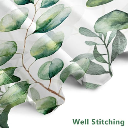 AWERT Small Half Size Stall Shower Curtain with 6 Hooks Shower Stall Curtain 36 x 72 Plant Sage Green Leaves 36 inch Bathroom/RV and Camper (Green Leaves) - color: Green Leaves, size: 36"W x 72"L (Pack of 1)